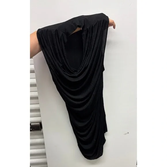 Helmut Lang Black‎ Draped Cowl Neck Sleeveless Dress Minimalist Chic